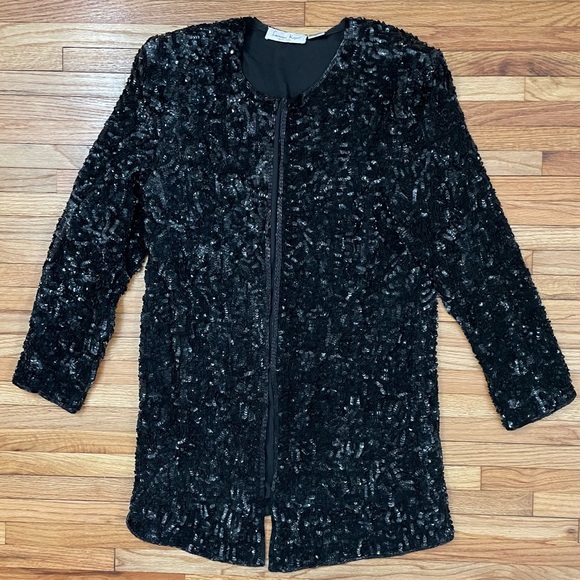 Vintage Black Sequin Jacket - Picture 2 of 11